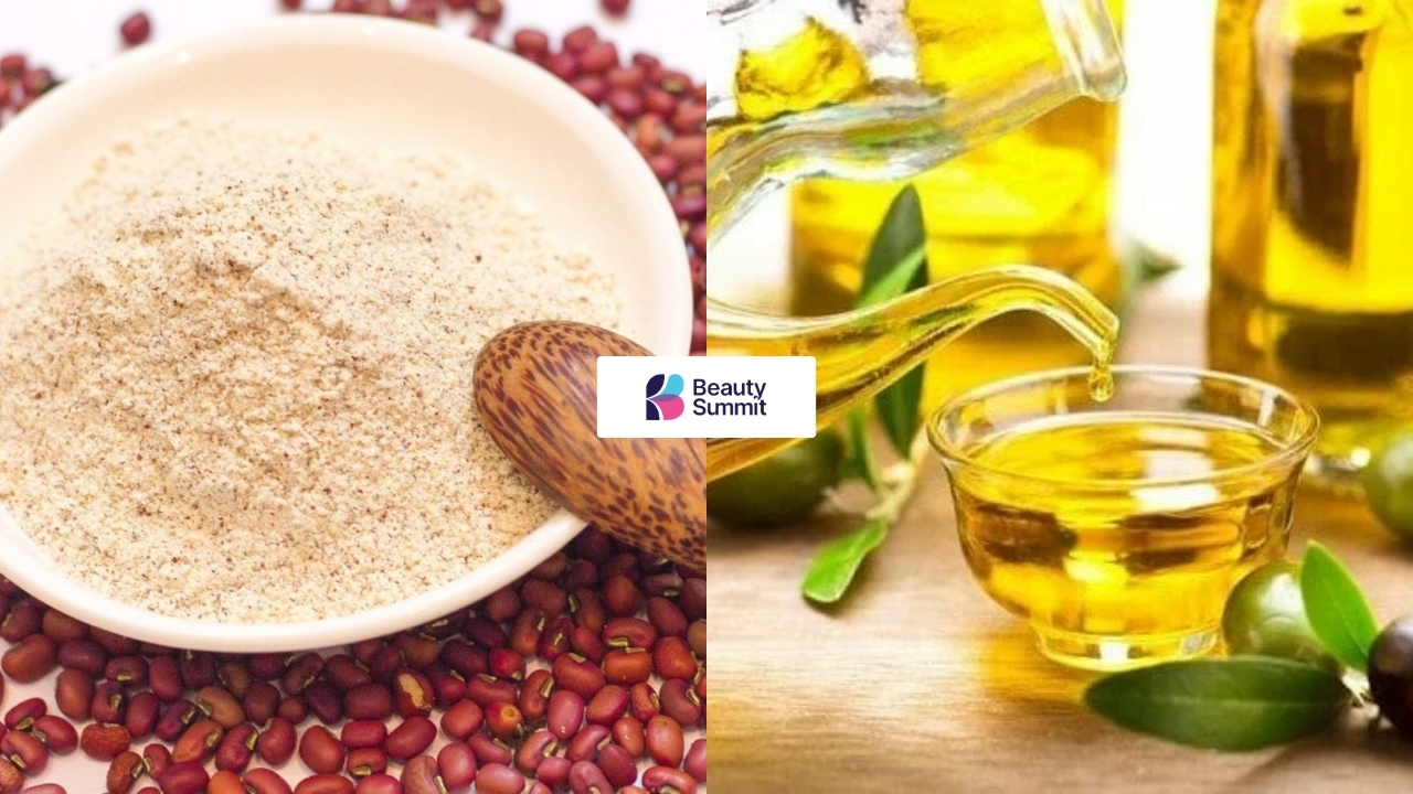 Đắp mặt nạ đậu đỏ với dầu oliu