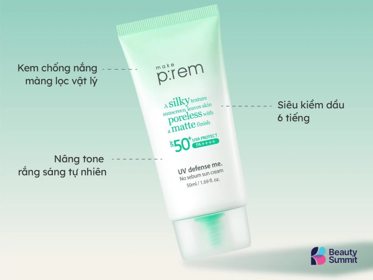 Kem chong nang kiem soat dau Make Prem UV Defense Me No Sebum SPF50 PA
