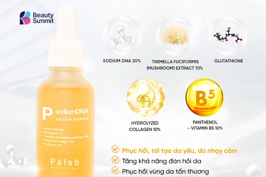 TOP 5 Loại Serum dưỡng trắng da, mờ thâm Tốt & An toàn 5 serum dưỡng trắng da PALAB P Sodium DNA Solution Ampoule