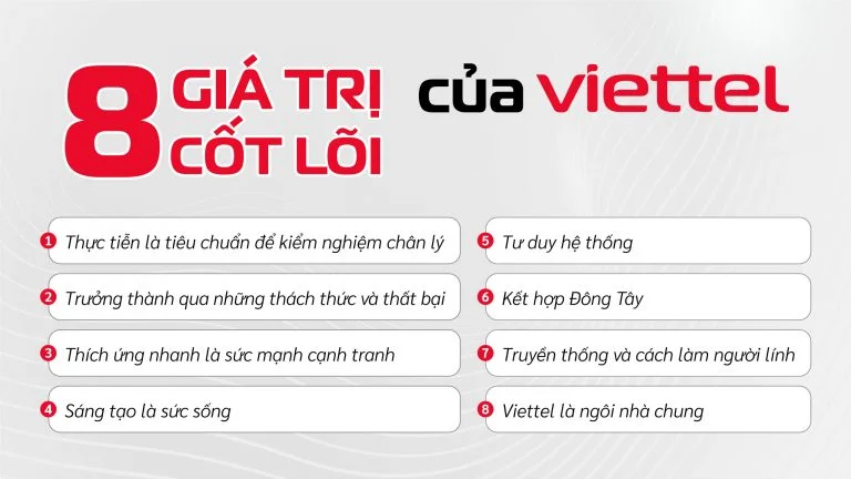 8 gi&aacute; trị cốt l&otilde;i của Viettel