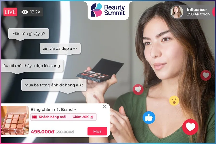 hợp t&aacute;c với influencer qua livestream b&aacute;n h&agrave;ng