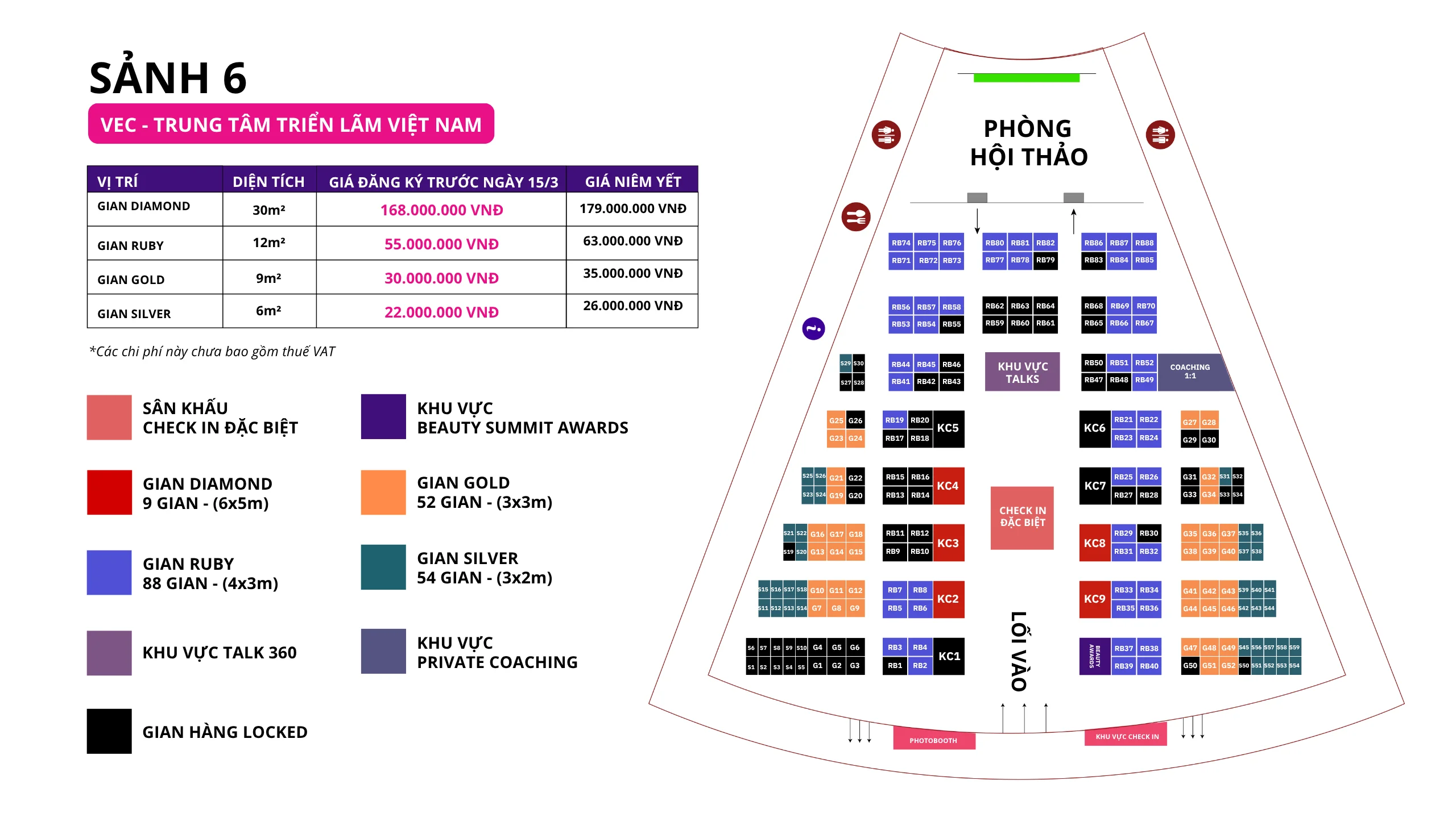 Tại sao các nhãn hàng lớn luôn ưu tiên gian Kim Cương tại Beauty Summit 2026 8 Gian Kim cương tại Beauty Summit 2026 (ký hiệu KC)