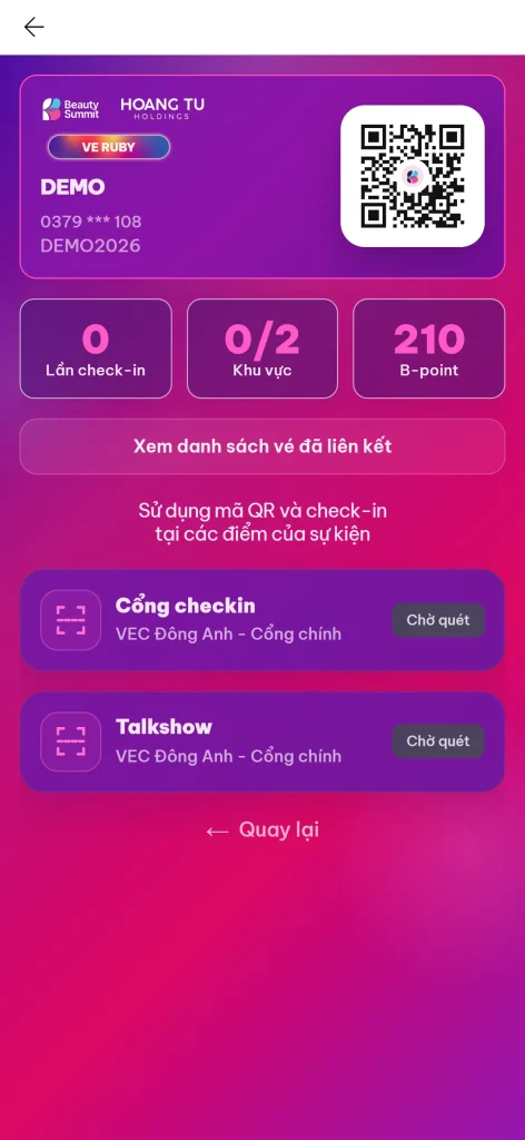 Kích hoạt vé thành công