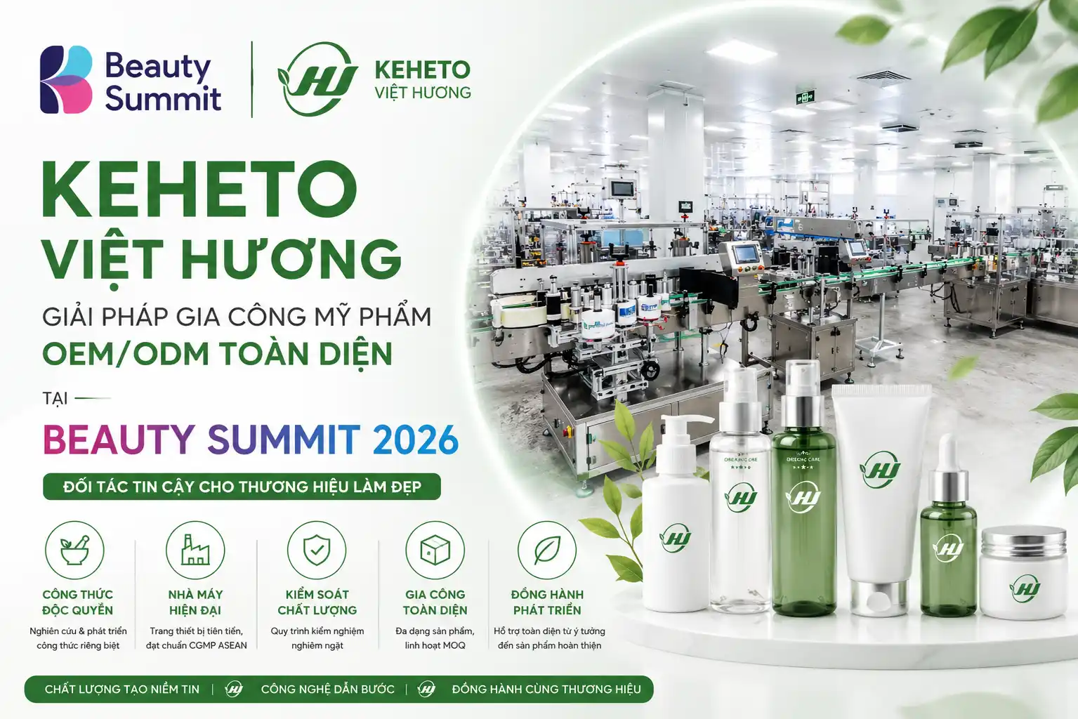 KEHETO Việt Hương &ndash; giải ph&aacute;p gia c&ocirc;ng mỹ phẩm OEM/ODM to&agrave;n diện tại Beauty Summit 2026