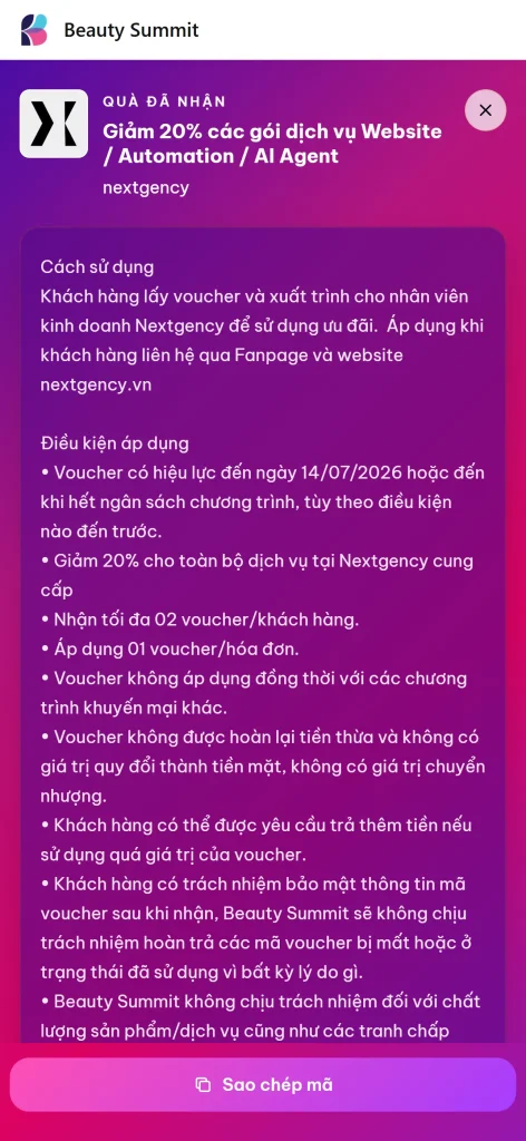 Nhận voucher miễn phí