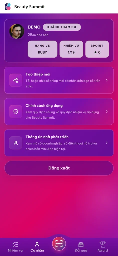 Mở khu vực cá nhân