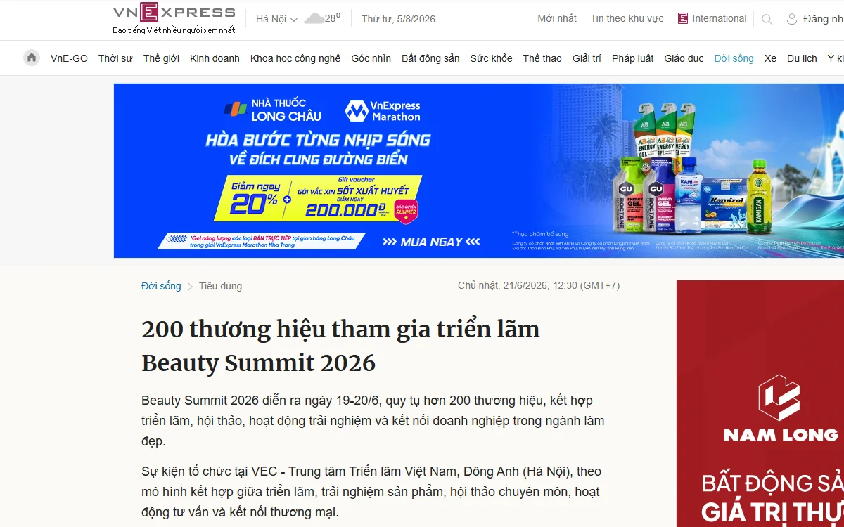 Bài viết trên VnExpress về Beauty Summit 2026