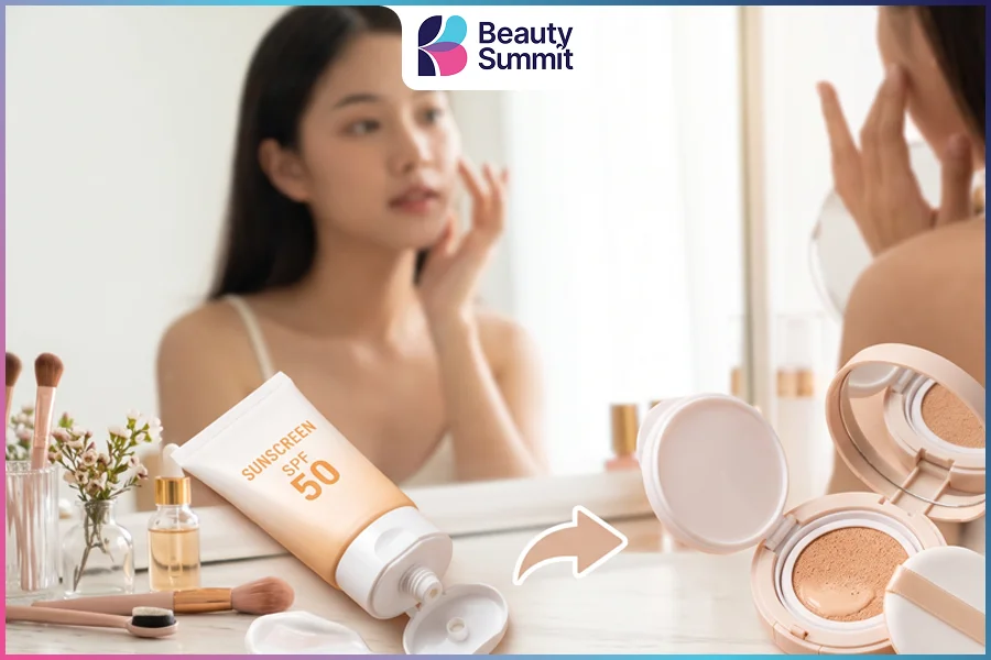 Đánh cushion trước hay kem chống nắng trước?